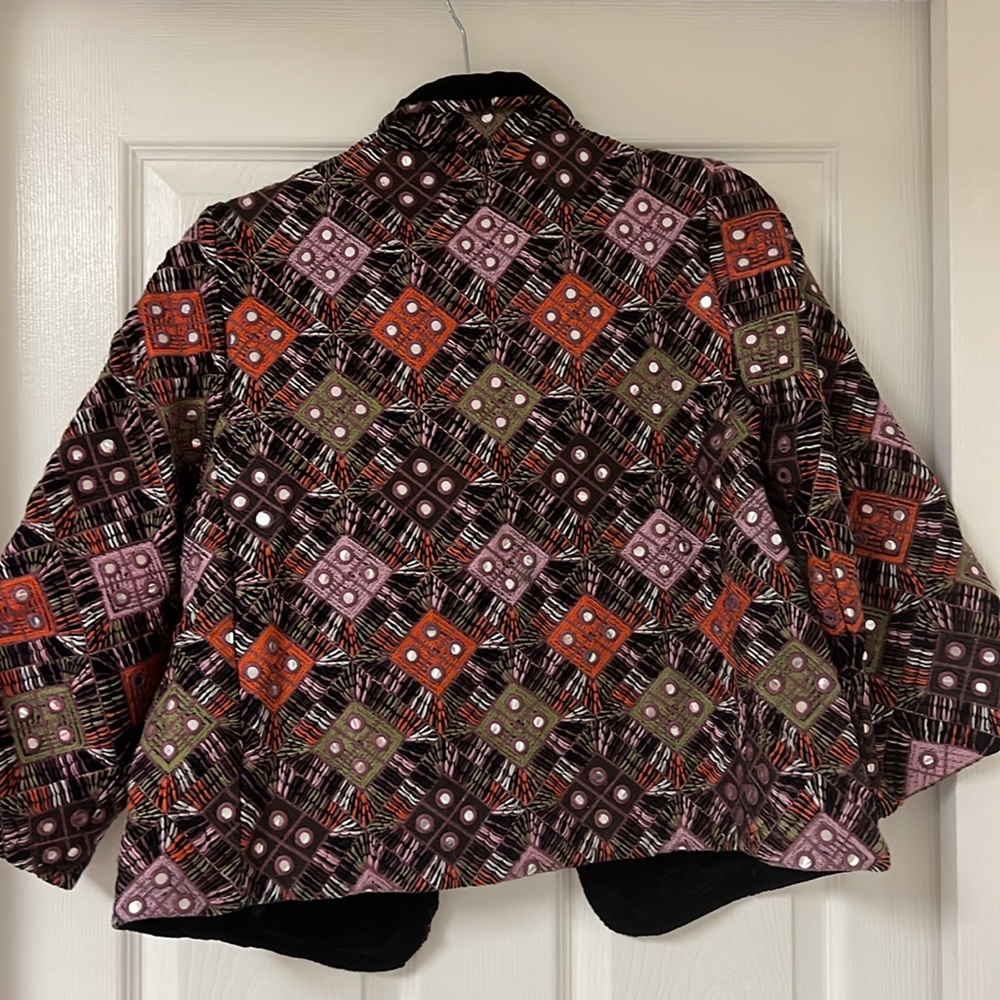Anthropologie Mirror embroidered Anju Velvet Jacket by Tolani Size Medium - Picture 10 of 16